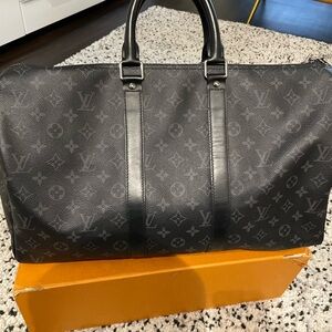 Louis Vuitton Keepall Bandouliere Duffle 45 Black Canvas